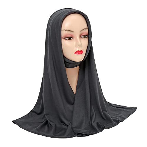 Soft Stretch Head Wrap Scarfs Long Turban Head Wrap Tie for Women - color: Dark Gray