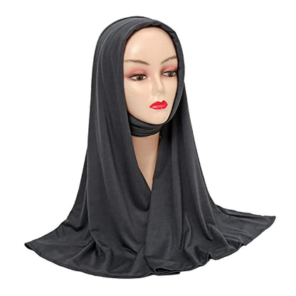 Soft Stretch Head Wrap Scarfs Long Turban Head Wrap Tie for Women - color: Dark Gray