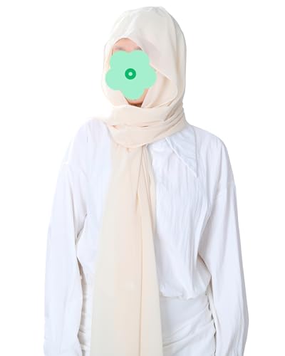 Magnetic Chiffon Hijab Scarf for Women, Quick Snap Closure Headscarf, Breathable Muslim Headwrap with Under Cap - color: Sandstone Beige