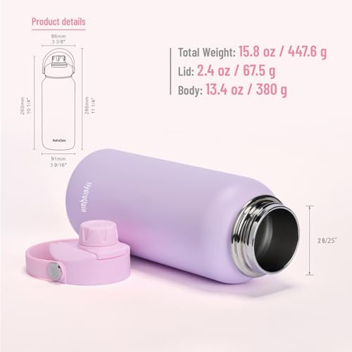 32 oz Insulated Water Bottle Pink Stainless Steel Flask | Keep Cold 24 Hours Hot 12 Hours - Leakproof Twist Spout Lid & Flex Handle - No Straw Metal Water Bottle for Yoga & Fitness - color: Rose Quartz