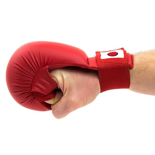WKF Style Sparring Karate Gloves Without Thumb Protection Blue Red White Martial Arts Mitts for Kids and Adults