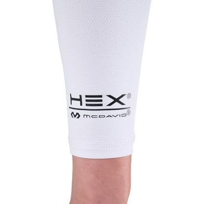 McDavid HEX Shooter Arm Sleeve Single Padded Compression Sleeve Basketball Football Sports Protection - color: Viz White, size: Large