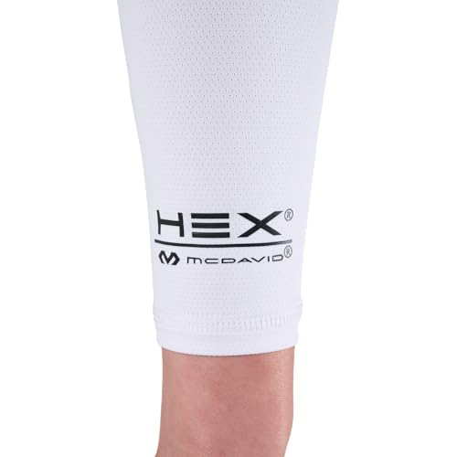 McDavid HEX Shooter Arm Sleeve Single Padded Compression Sleeve Basketball Football Sports Protection - color: Viz White, size: Youth