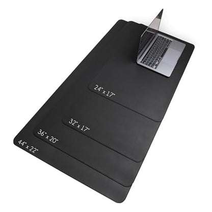 Vine Creations Leather Desk Protector, Non Slip 32" x 17" Office Desk Mat (Black) - color: Black, size: 32" x 17"