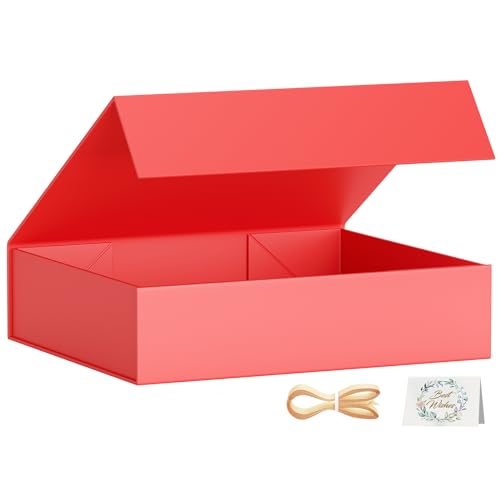 PSHVYM Gift Box 11.5x7.8x3 In, Red Gift Boxes with Lids for Presents - color: Red