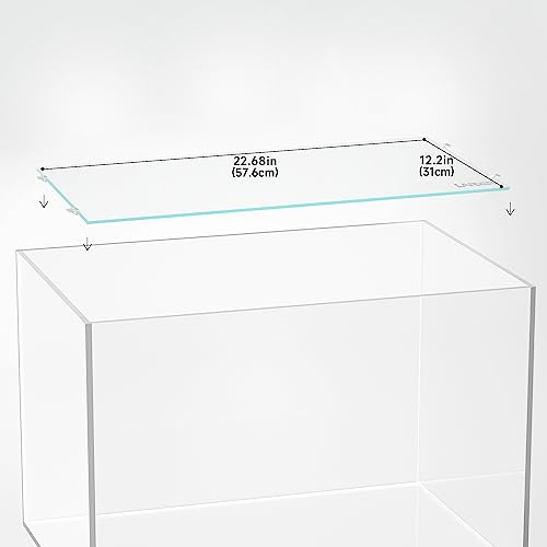 4mm Glass Aquarium Lid 57.6x31cm with Clips Rimless Tank | Reduces evaporation and helps stop fish jumping - size: 576x310mm (1 pc)