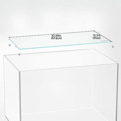 4mm Glass Aquarium Lid 57.6x31cm with Clips Rimless Tank | Reduces evaporation and helps stop fish jumping - size: 576x310mm (1 pc)