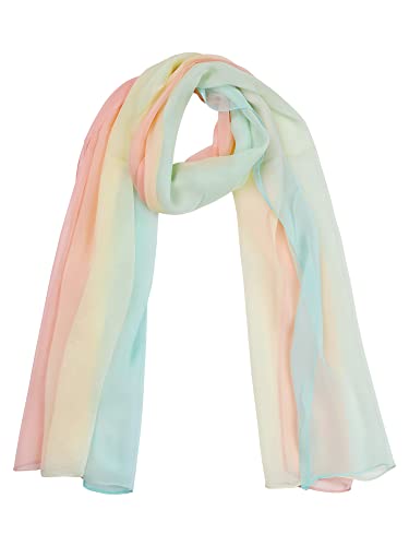 uxcell Women'sChiffon Sheer Long Scarf Silky Gradient Party - color: Pale Pink Yellow Blue