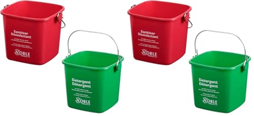 KP97RDNBL/KP97GNNBL Square Pail for Cleaning, Detergent and Sanitizing, 3quart, Small, Red and Green, Set of 2 (Pack of 2) - size: 2 Count (Pack of 2)