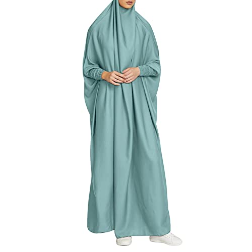 ODIZLI Muslim One Piece Prayer Hijab Dress Women Hooded Abaya Full Cover Islam Dubai Modest Robe - color: Mint Green, size: One Size