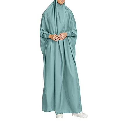 ODIZLI Muslim One Piece Prayer Hijab Dress Women Hooded Abaya Full Cover Islam Dubai Modest Robe - color: Mint Green, size: One Size