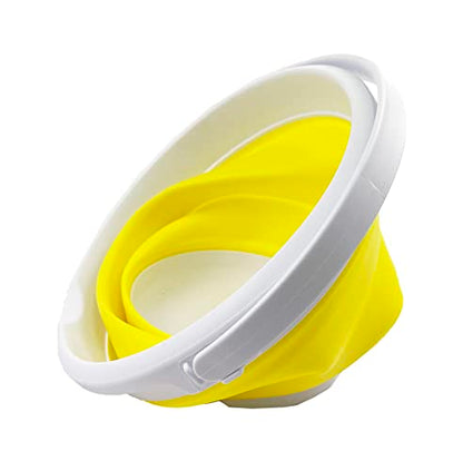 SAMMART 5.5L (1.4 Gallon) Collapsible Plastic Bucket - Foldable Round Tub - Portable Fishing Water Pail - Space Saving Outdoor Waterpot (White/Lemon) - color: White/Lemon