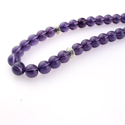 Muslims Islamic Dhikr 33 Tasbeeh Tasbih Prayer Beads, Purple Glass Beads with Tassel