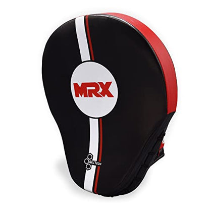 MRX Gel Tech Boxing Hook & Jab Pads MMA Focus Punching Mitts Training Thai Kick Strike Shield Curved Black/White - color: Black/Red