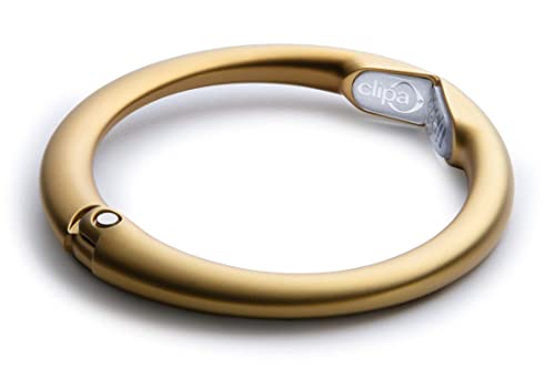 Clipa Bag Hangers The Ring that Opens into a Hook, Closes Automatically | Holds 33 lbs, Needs only 1/2" to Hang a Bag, Easy to Use with One Hand, in 9 available styles, 3 yr Warranty - color: Matte Gold