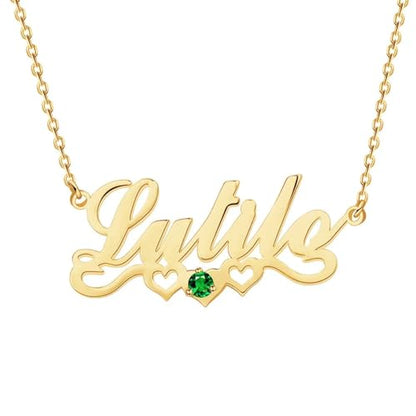 10K/14K/18K Solid Gold Name Plate Necklace,Real Gold Customized Name Necklace with Birthstone for Women,Personalized 1-4 Nameplates Necklaces Birthday for Her Girls - color: Style 4