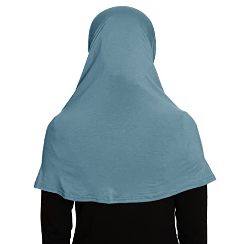 TheHijabStore.com Women's 2 Piece Amira Jersey Hijab - Soft Modal Stretch Head Scarf with Tube Under Scarf Cap - color: Light Blue