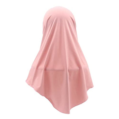 Girls Hijab Muslim Scarf for Kids – Ready to Wear, Solid Color, Soft & Breathable Daily Headwear for Ages 6-11 - color: Dark Pink