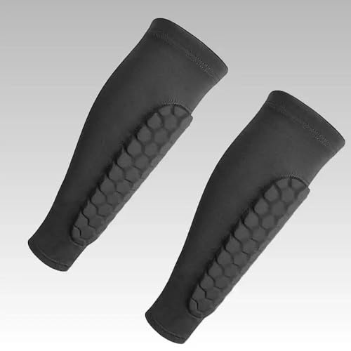 2 Pieces, Ski Shin Guards, Compression Sleeves - with Honeycomb Pads to Distribute Boot Pressure, Protective Shin Pads for Skiers & Snowboarders - size: Large