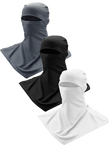 SATINIOR 3 Piece Balaclava Face Cover Sun Protection Neck Cover Summer Balaclava for Men Women Outdoor Sports UV Protector - color: Black, White, Gray