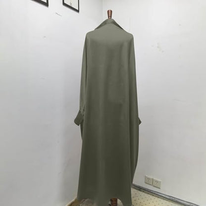 Lmdudan Girls Muslim Dress Hood Long Sleeve Prayer Dresses Robe Dubai Abaya 2026 Ramadan Kaftan Dress Kids 6-13 Years - color: Army Green, size: 8-9 Years