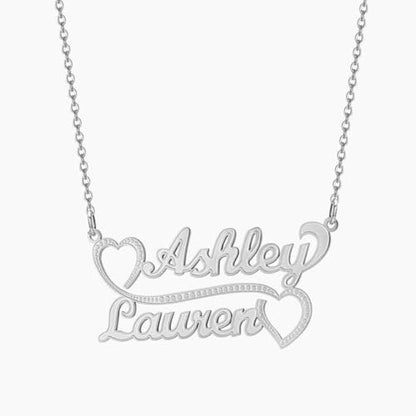 10K/14K/18K Solid Gold Name Plate Necklace,Real Gold Customized Name Necklace with Birthstone for Women,Personalized 1-4 Nameplates Necklaces Birthday for Her Girls - color: Style 7:2 name