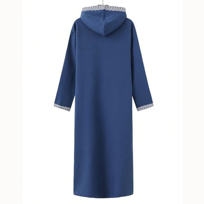 Lmdudan 2026 Middle East Arab Robes for Men Muslim Thobes - Long Sleeve Loose Hood Long Gown Dress Muslim Kaftan Thobe - color: 2-blue, size: XX-Large