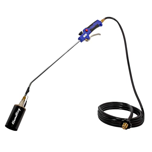 Flame King Propane Torch Kit Heavy Duty Weed Burner, 340,000 BTU with Battery Operated Igniter (Self Igniting), with 10-Ft Hose Regulator Assembly - size: NEW! 340K-Battery Operated Igniter