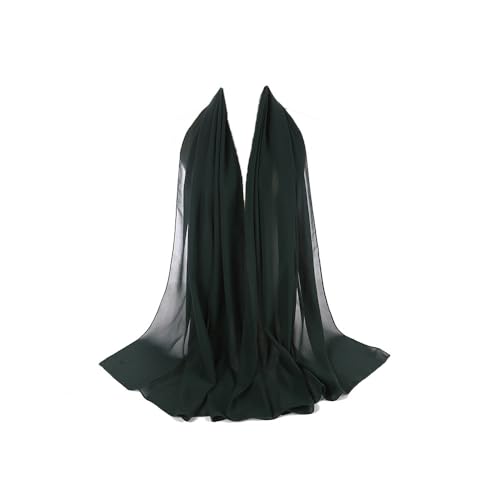 Premium Chiffon Hijab Head Scarf Shawl Wrap for Muslim Women Lightweight - color: Blackish Green