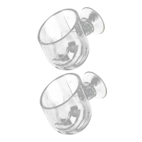 VOSAREA 2pcs Acrylic Fish Tank Feeder Cups with Suction Fish Food Holder for Aquarium Shrimp Feeding Supplies