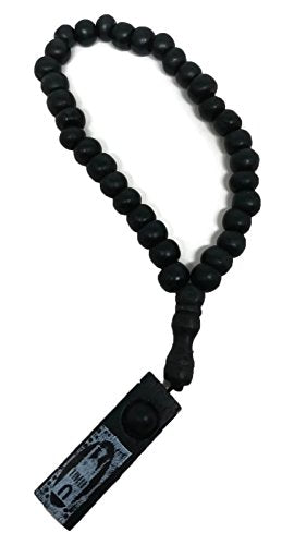 Muslim Wooden Tasbih 33 Beads Amn074 Masjid Mosque Picture Tag Islam Prayer Zikr Rosary Ramadan Gift (Black) - color: Black