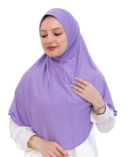 Prien Ready Hijab For Women, One Piece Muslim Instant Turban, Easy To Wear Long Head Scarf, Turkish Islamic Clothes For Abaya - color: Lilac