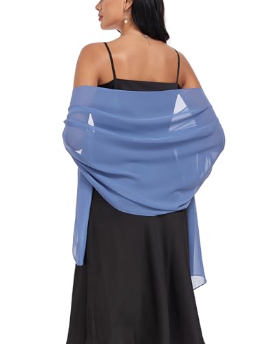 Shawls and Wraps Soft Chiffon Scarve Scarf For Evening Party Dresses Wedding Stole - color: Dusty Blue