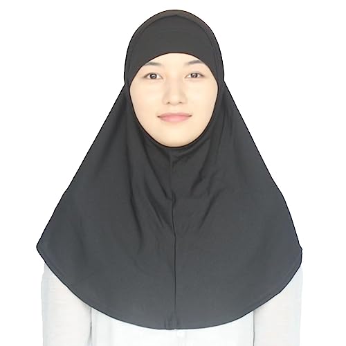 Women's Muslim Hijab Al-Amira Hijabs 2 Pieces with Tube Underscarf Cap Instant Soft Scarf - color: Black