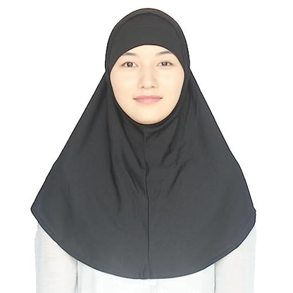 Women's Muslim Hijab Al-Amira Hijabs 2 Pieces with Tube Underscarf Cap Instant Soft Scarf - color: Black