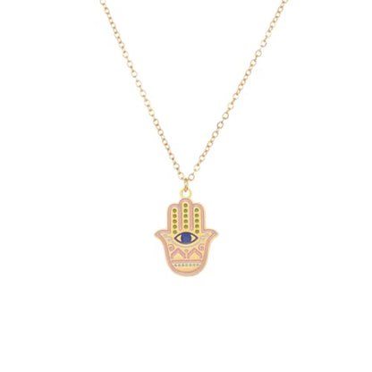 Stainless Steel Hebrew CHAI Necklace | Hand of Fatima Pendant | Turkish Evil Eye Charm | Israel Map Blessing Necklace | Protection Jewelry for Women men Include a Gift Box - color: Gold-Hamsa-1251