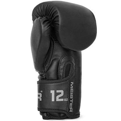 Meister [Critical] Boxing Gloves - Ergonomic High-Density Training Gloves | Pre-curved hand cage fits on day one, triple-layer impact foam, wide full-length wrist strap, matte EcoHide leather - style: 12 Ounce Gloves - Matte Black
