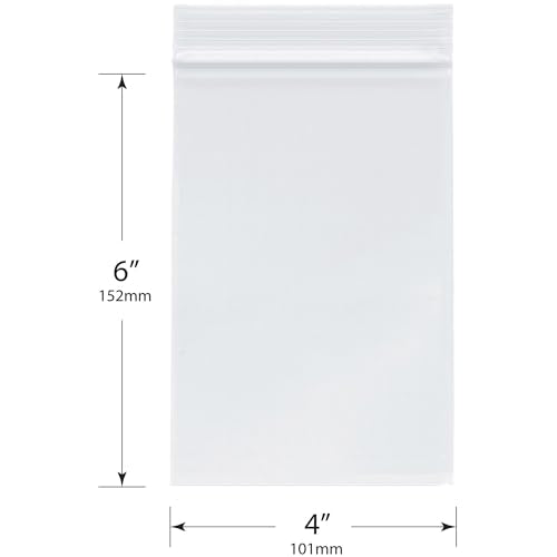 Plymor 4 x 6 inch, 4 Mil Zipper Reclosable Bags (Pack of 500) | Heavy-duty plastic for hardware, crafts, beads, jewelry, cosmetics, candy, snacks & small parts - size: 4" x 6" (500 Count)