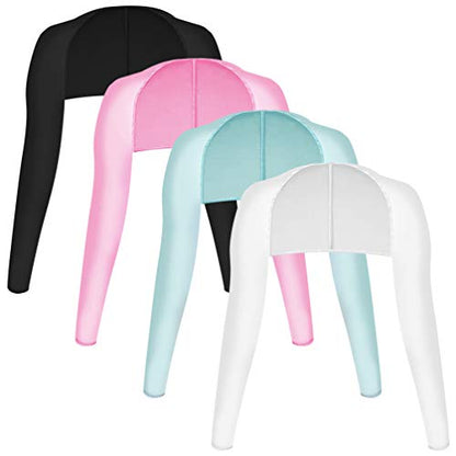 Yookat 4 Pieces Cooling Shawl Golf Cooling Shawl Arm Sleeve Sun Protection Golf Shrug for Women Men Outdoor Sports - color: Black, White, Pink, Blue