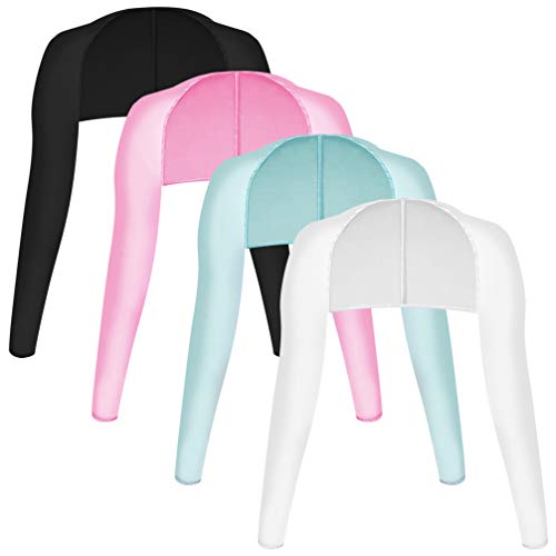 Yookat 4 Pieces Cooling Shawl Golf Cooling Shawl Arm Sleeve Sun Protection Golf Shrug for Women Men Outdoor Sports - color: Black, White, Pink, Blue
