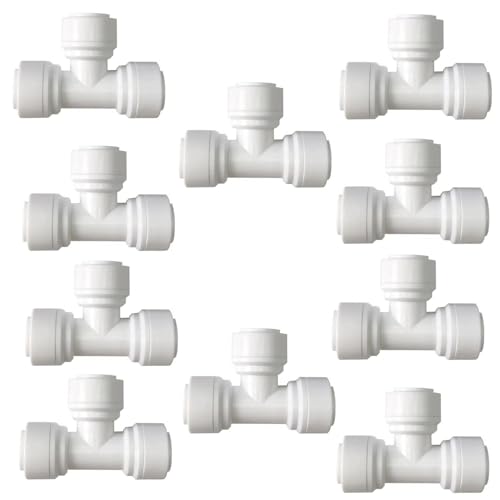 3/8 inch Tee Connector Push to Connect Fittings Plastic Quick Fitting for Water Purification & RO System (10, 3/8" Tube O.D.) - style: 3/8 inch T connect(10)