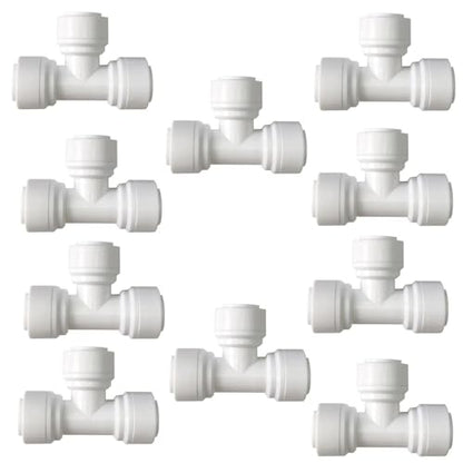 3/8 inch Tee Connector Push to Connect Fittings Plastic Quick Fitting for Water Purification & RO System (10, 3/8" Tube O.D.) - style: 3/8 inch T connect(10)