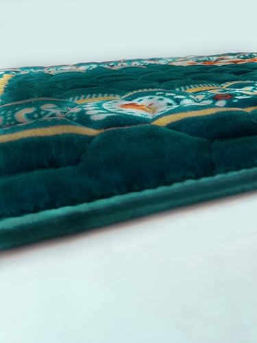 Prayer Rug Muslim Mat Islamic - Padded Very Thick Prayer Rug Sajadah for Men Women with Islam Prayer Beads for Eid Travel Ramadan, Soft and Luxury (Green Dl) - color: Green D