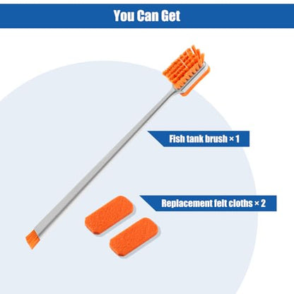 DaToo Small Glass Aguarium Cleaning Tool Algae Scraper for Acrylic Aquariums Fish Tank Cleaner Brush (Longer Size) - size: 17.3in