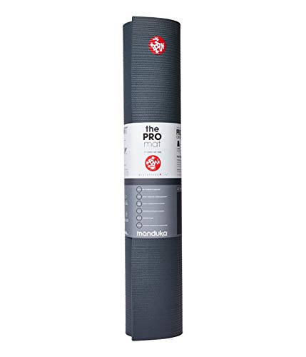 Manduka PRO Yoga Mat - 6mm | Lifetime Durability | Hygienic Construction | Premium Studio Quality | Teacher Approved - color: Thunder, size: 71" x 26"