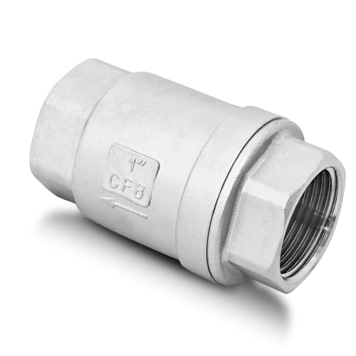 1" NPT Vertical Spring Check Valve, Stainless Female Thread, 1000 WOG, DN25 | Non-Return Heavy-Duty Lift Spring Design, Prevent Backflow, Protects Pumps, Quick Shutoff, for Vertical Piping, Water Oil Gas - size: 1"-NPT