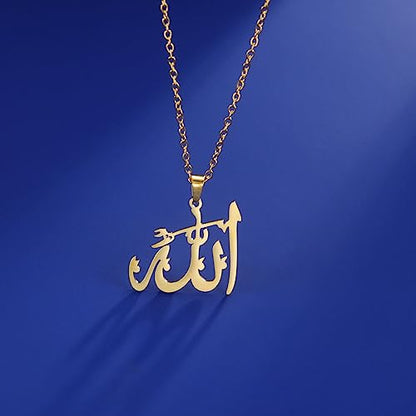 UNIFT Islamic Muslim Allah Layered Necklaces For Women Stainless Steel Charm Water Drop Heart Shape Allah Pendant Double Layer Necklace Islamic Jewelry - color: gold 3