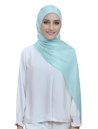 Lina & Lily Sheen Shimmer Women's Crepe Scarf Shawl Wrap Head Hijab Lightweight - color: Aqua Blue