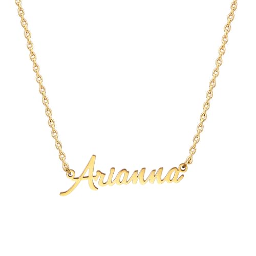 MOMOL 18K Gold Plated Stainless Steel Name Necklace Personalized Custom Name Necklace Customized Nameplate Necklace for women - style: Arianna