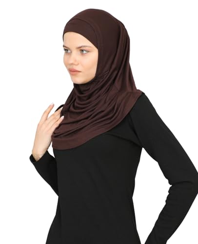 Prien Chic Ready To Wear Hijab For Women, Muslim Long Turban Undercap Set, Instant Scarf, Prayer Clothes For Girls, Abaya - color: Brown